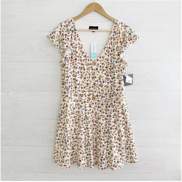 NWT Fortune + Ivy Stitchfix - Orange floral Jana Button Detail knit dress XL‎ - Picture 1 of 9